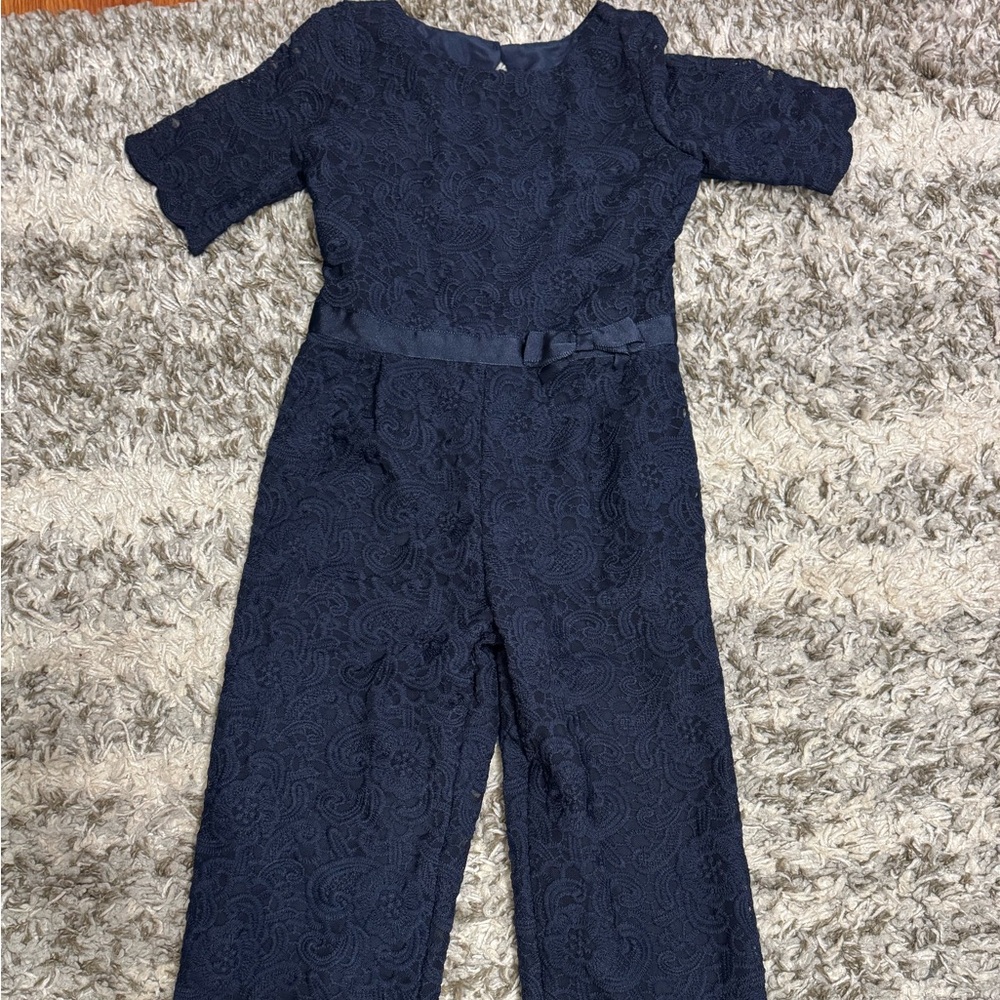 Girl Janie & Jack Navy lace jumpsuit sz 7